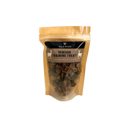 Pouch of Wag & Whistle venison training treats for dogs